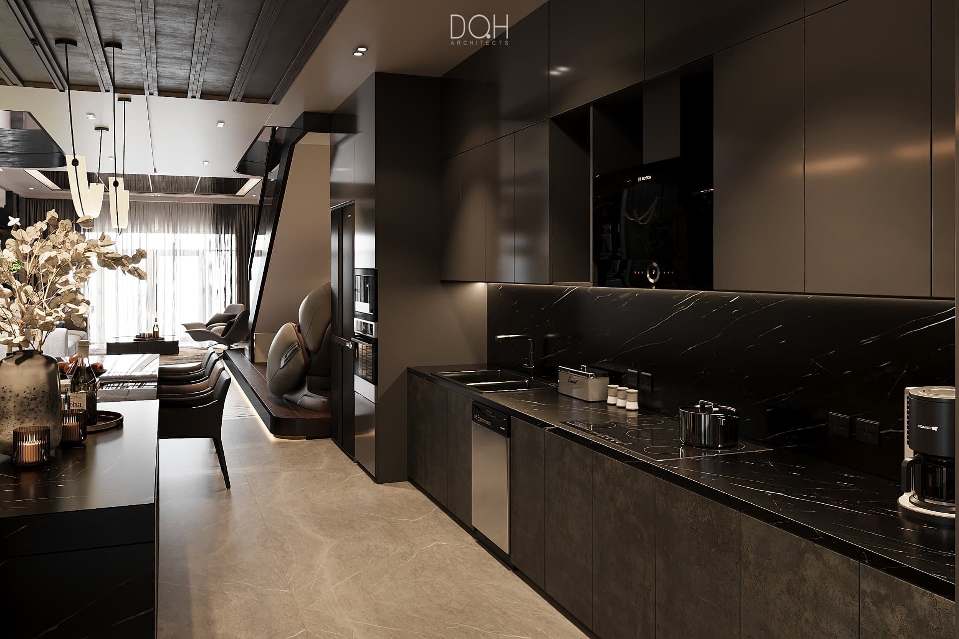 Dự án Kim House – DQH Architects thiết kế phòng khách – dự án Kim House